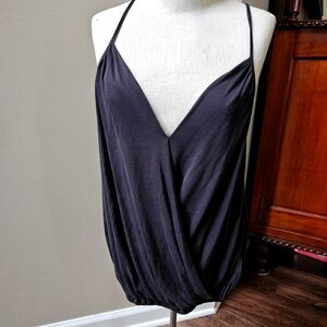 Anthropologie Eri + Ali Black Plunge Tank Top Size Small